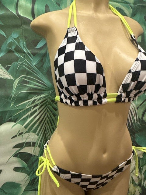 Lolita Double String Top Nascar Flag Electric Yellow Ties