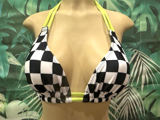 Lolita Double String Top Nascar Flag Electric Yellow Ties