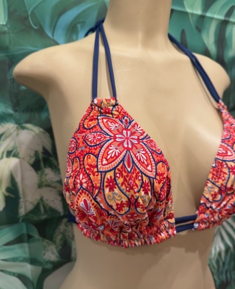 Lolita Double String Top Red Navy Paisley