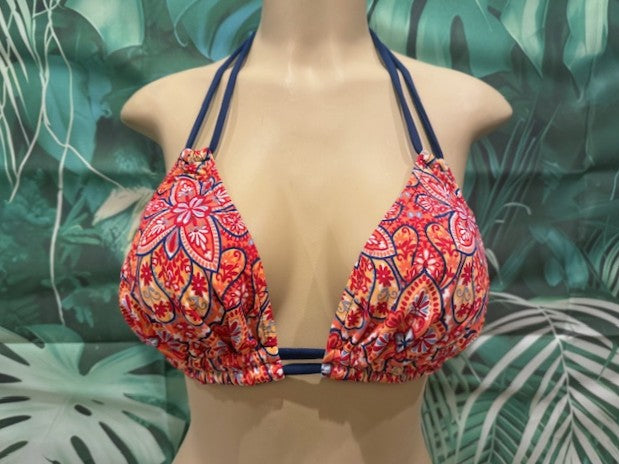 Lolita Double String Top Red Navy Paisley