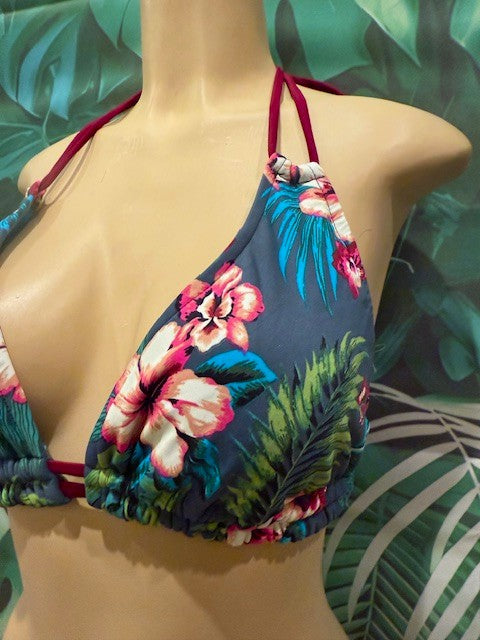Lolita Double String Top Olive and Wine Tropical