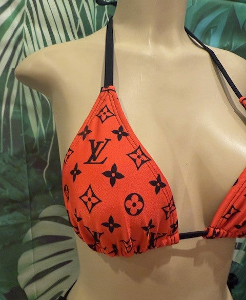 Lyla Triangle Top LV Bright Red Black