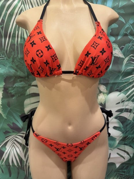 Lyla Triangle Top LV Bright Red Black