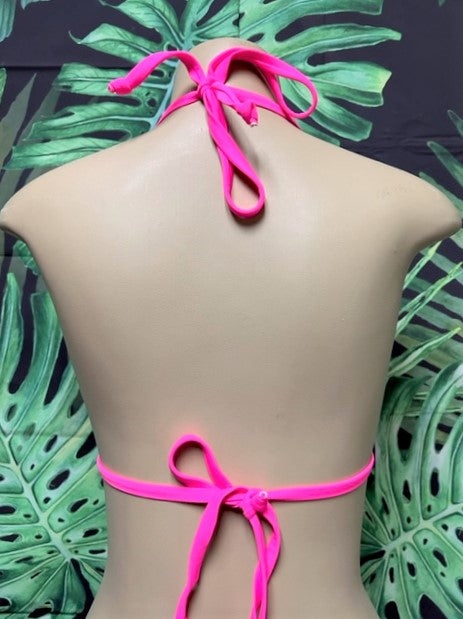 BARBIE Lyla Crystal Bikini Top Neon Pink with AB crystals