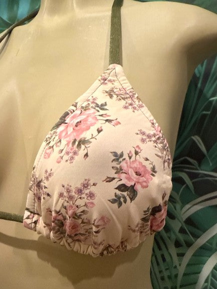 Lyla Triangle Top Pink Olive Flowers