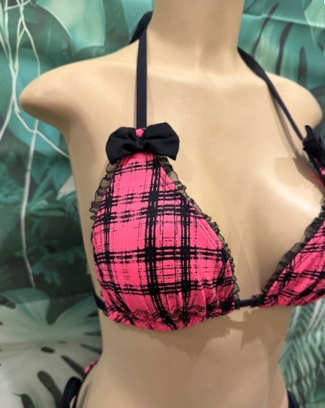 Lyla Triangle Top Hot Pink As If Plaid