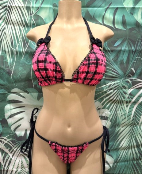 Lyla Triangle Top Hot Pink As If Plaid
