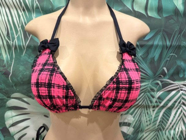 Lyla Triangle Top Hot Pink As If Plaid