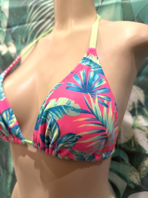 Lyla Triangle Top Neon Green Pink Tropical