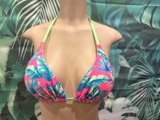 Lyla Triangle Top Neon Green Pink Tropical