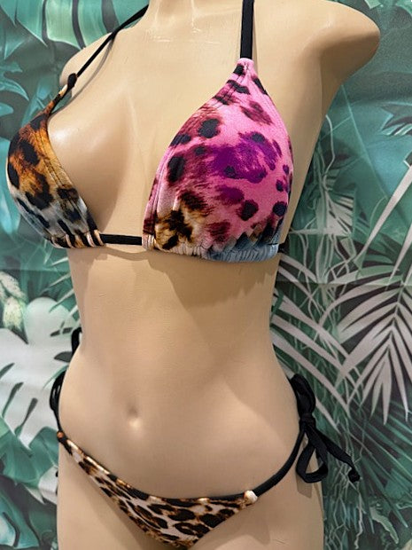 Tulum Thong Bottoms To Tie Sunset Leopard