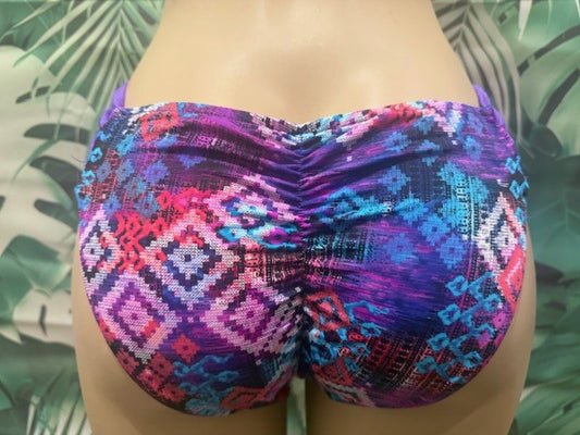 Paradise Bikini Bottoms Purple Argyle