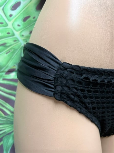 Paradise Bikini Bottoms Black on Black Crochet Net