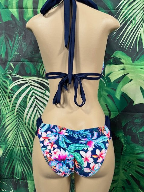 Lola Double String Bikini Top Blue Tropical