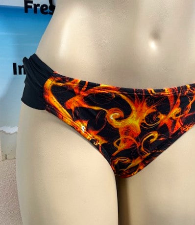 Paradise Bikini Bottoms Black and Orange Flames