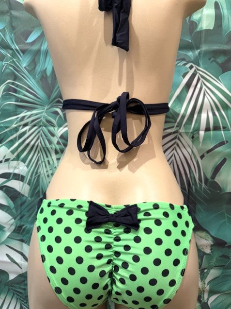Paradise High Bottoms Neon Green and Black Polka Dots