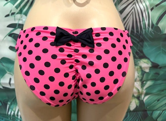 Paradise High Bottoms Neon Pink and Black Polka Dots