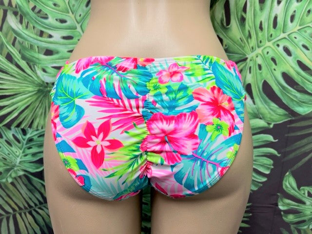 Paradise Bikini Bottoms Neon Pink Tropical