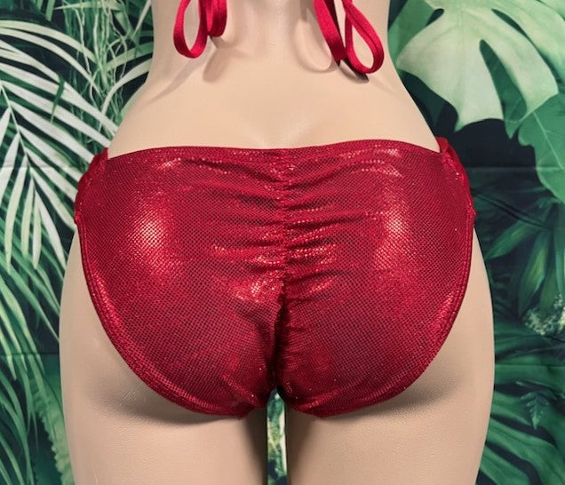 Paradise Bikini Bottoms Red Metallic