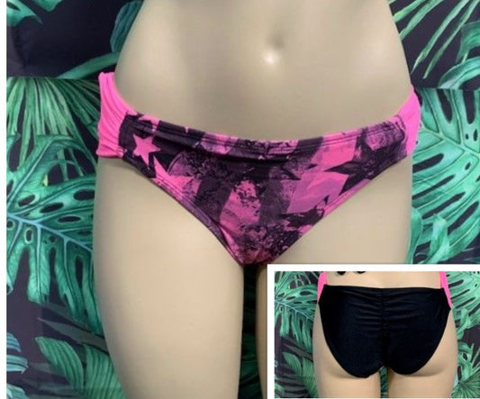 Paradise Bikini Bottoms Pink Black Stars