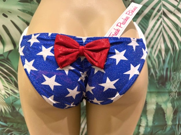 SALE Paradise Bikini Bottoms Patriotic Stars METALLIC