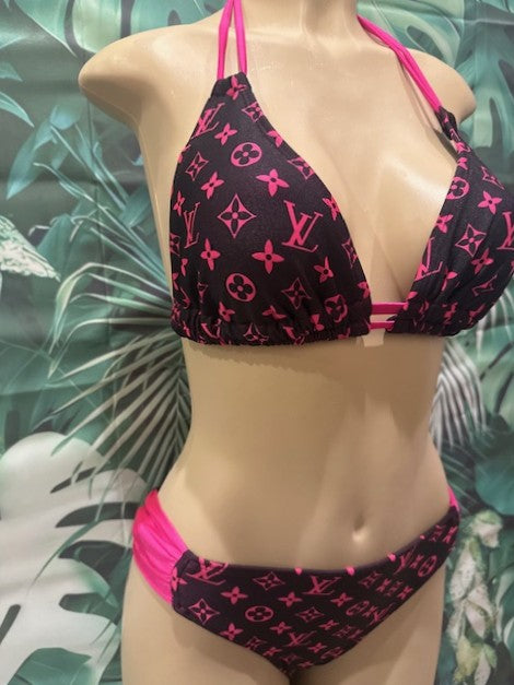 Lolita Double String Top LV Black Hot Pink