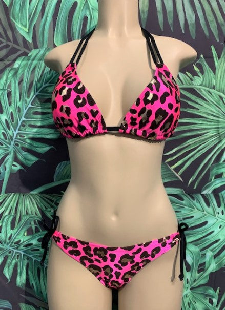 Layla Triangle Top Pink Gold Cheetah