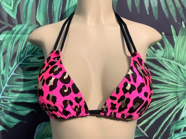 Layla Triangle Top Pink Gold Cheetah