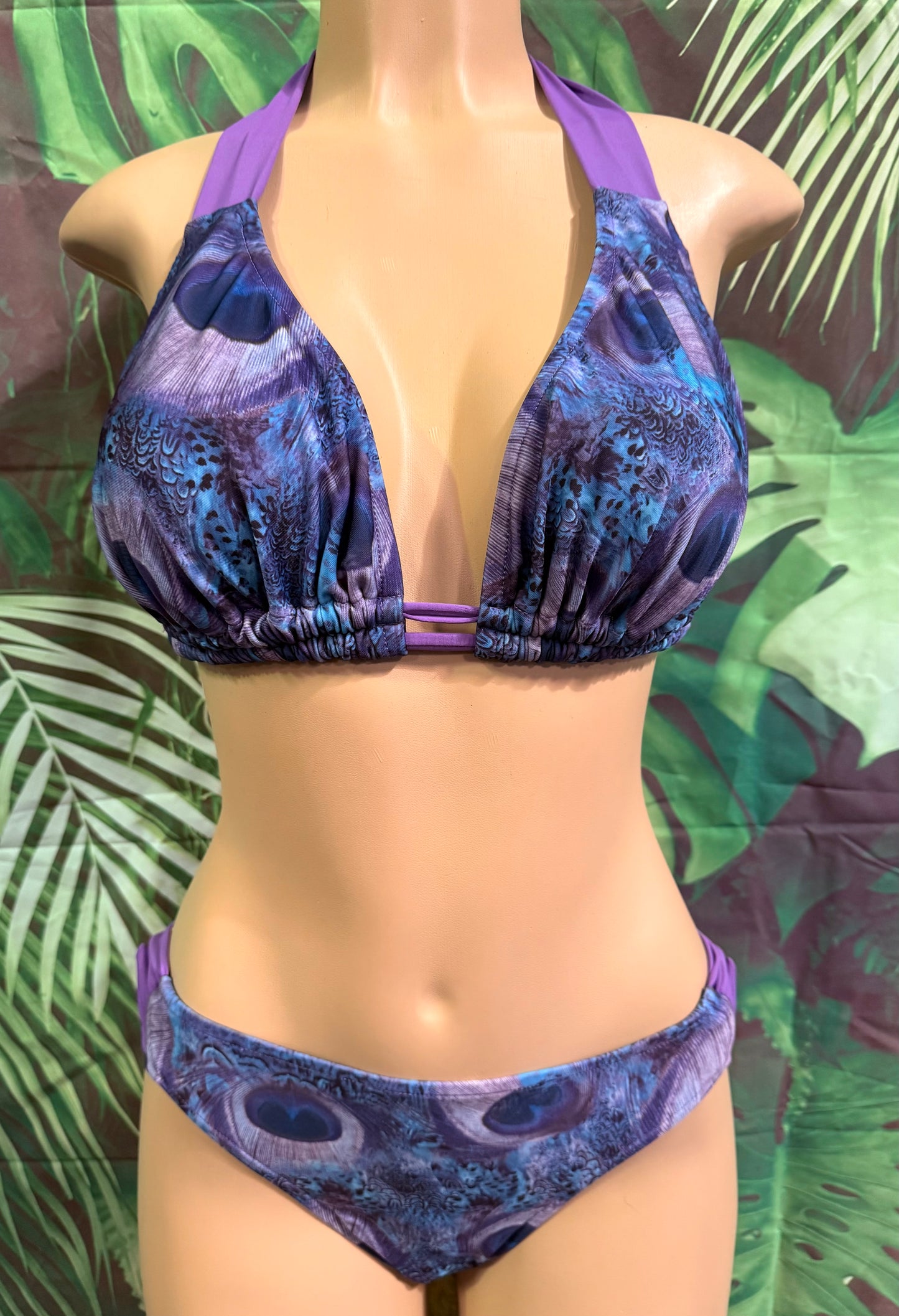 SALE Lola Double String Bikini Top Purple Peacock