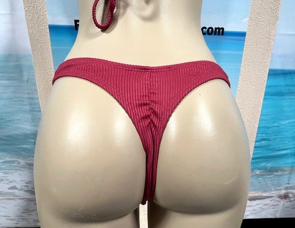 Thong Bottoms Brown Berry Ribbed