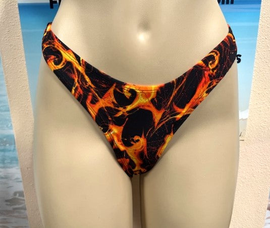 Fiji Thong Bottoms Black and Orange Flames