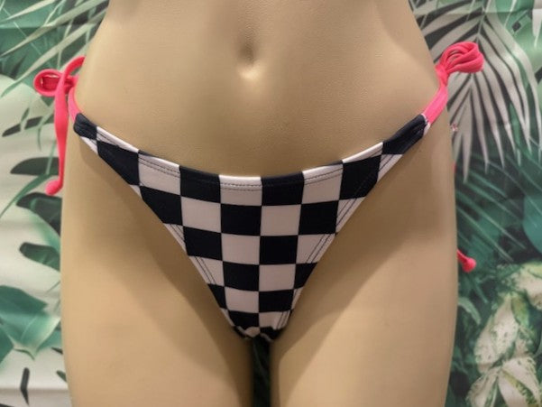 Tulum Thong Bottoms in Nascar Flag Electric Coral