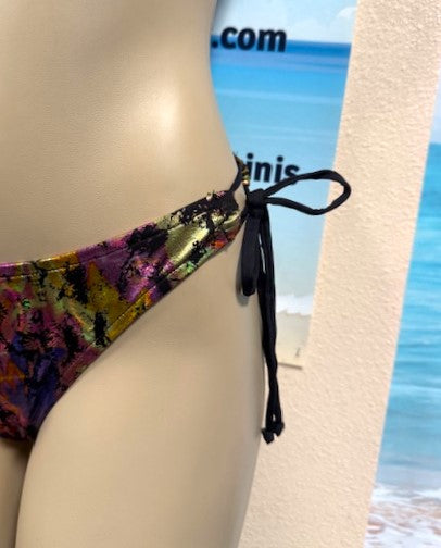 Thong Bottoms with Tie Sides Oil Slick Metallic