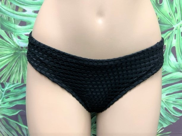 Tonga Bikini Bottoms Black on Black Crochet Net
