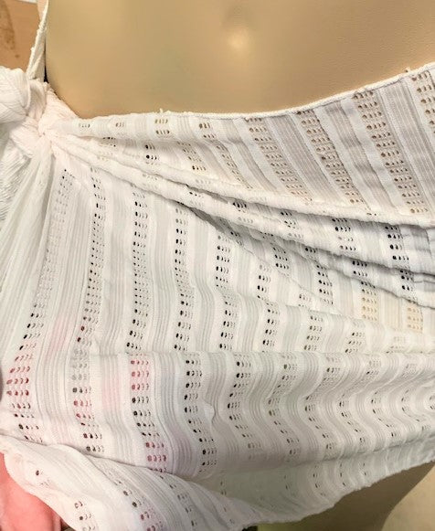 Wrap Skirt Cover Up Sarong White Stripes Crochet Net