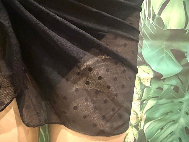 Wrap Skirt Cover Up Sarong Pareo Black Mesh Polka Dots