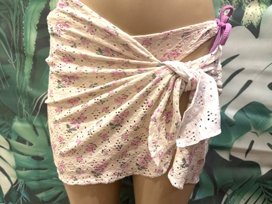 Wrap Skirt Cover Up Sarong Purple Eyelet