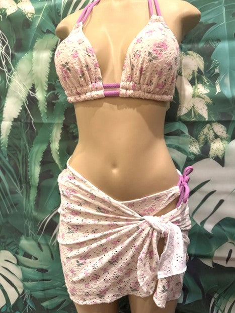 Wrap Skirt Cover Up Sarong Purple Eyelet