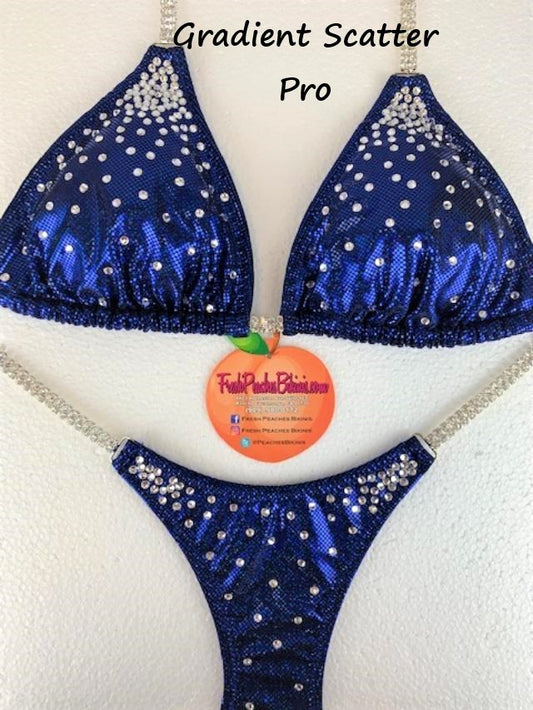 Sapphire with Gradient Scatter Crystal Design Competition Bikini SET Pro Top and Fever Pro Bottoms