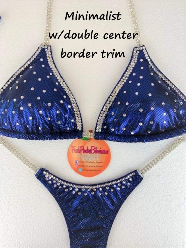 Sapphire with Minimalist and Border Crystal Design Competition Bikini SET Pro Top and Fever Pro Bottoms