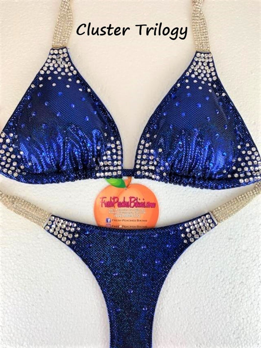 Sapphire with Trilogy Cluster Crystal Design Competition Bikini SET Pro Top and Fever Pro Bottoms
