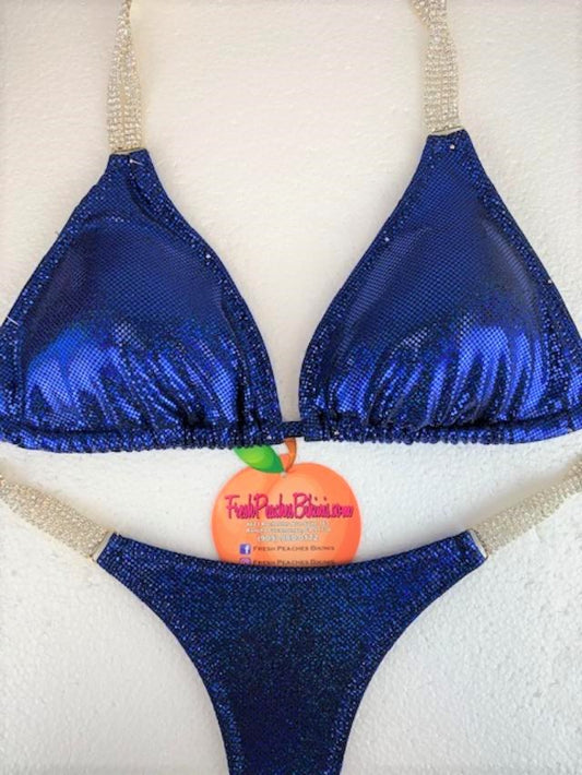 Competition Bikini SET Pro Top and Fever Pro Bottoms Sapphire Sparkle