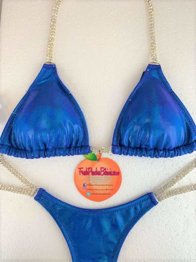 Competition Bikini SET Pro Top and Butterfly Pro Bottoms Blue Pixie