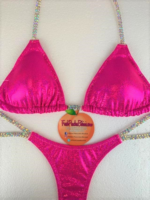 Competition Bikini SET Pro Top and Butterfly Pro Bottoms Barbie Pink