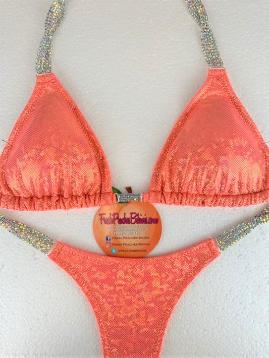 Competition Bikini SET Pro Top and Fever Pro Bottoms Coral Glass