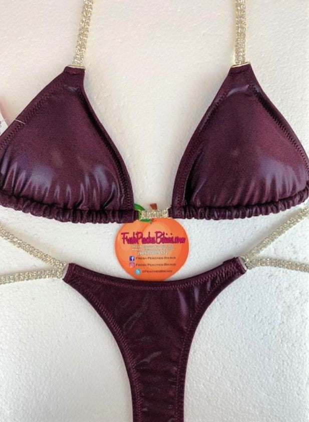 Competition Bikini SET Pro Top and Butterfly Pro Bottoms Burgundy