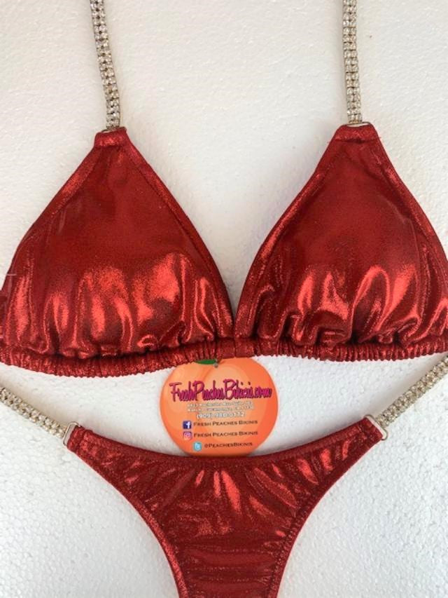 Competition Bikini SET Pro Top and Fever Pro Bottoms Red Mystique