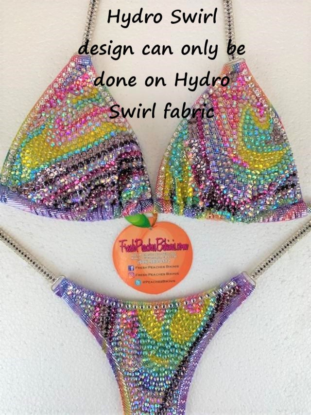 Rainbow Hydro Swirl Crystal Design Competition Bikini SET Pro Top and Fever Pro Bottoms