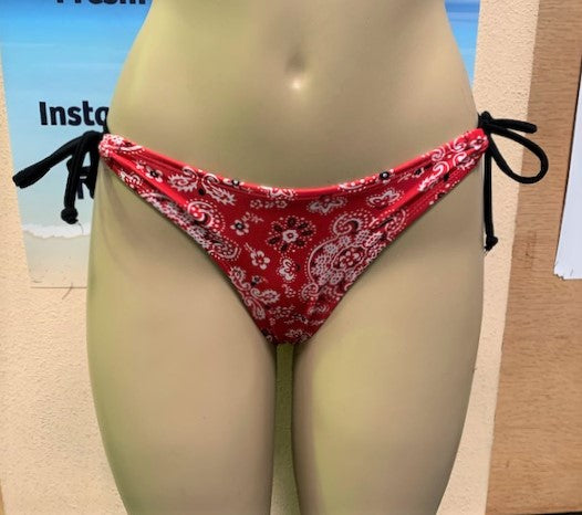 Cabo Tie Side Bottoms Red Bandana with Bow
