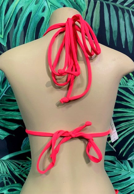 Layla Triangle Top Pop of Color Coral